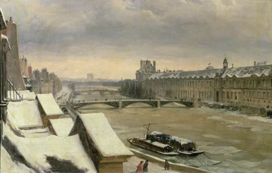 Ansicht des Louvre im Winter
